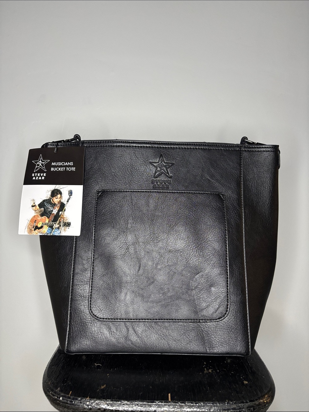 Steve Azar Musician Bucket Tote Black Leather Gorgeous Bag - Picture 8 of 8